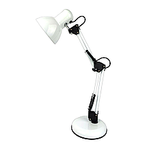 Офісна настільна лампа металева Е27 на підставці та струбціні біла 50х14 см, фото 3