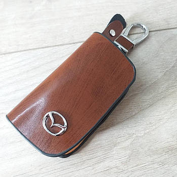 Ключниця автомобільна для ключів з логотипом Mazda Дефект Царівна Коричневий (KG-10778)