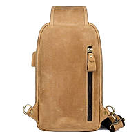 Кожаный рюкзак на одно плечо, рюкзак-слинг JD4024B John McDee Отличное качество