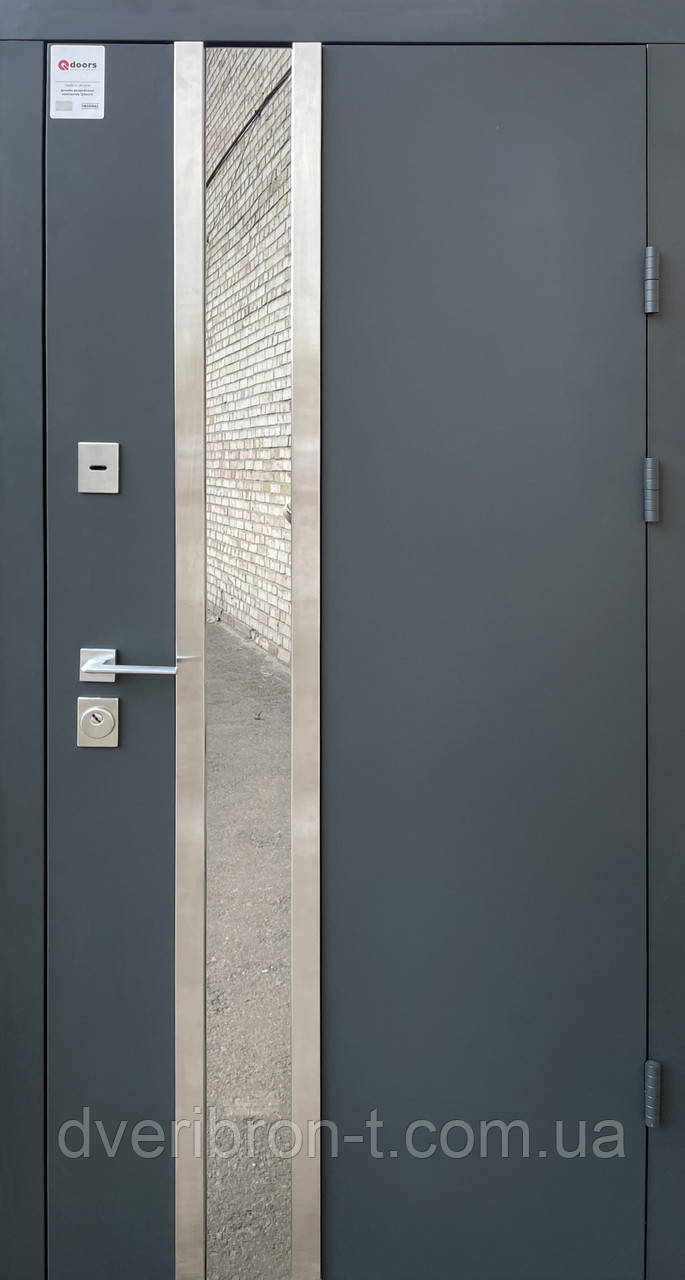 Двері Qdoors Стріт Норд, метал Антрацит 7021 фарба/МДФ біле дерево