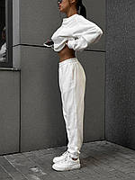 Костюм женский спортивный белый трехнитка Стильный женский спортивный костюм Удобный костюм трехнитка женский