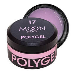 Полігель MOON FULL PolyGel №17, 15 мл, молочно-ліловий з блискітками