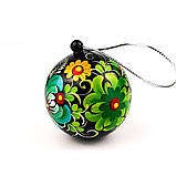 Шар шкатулка Петриківський розпис новорічна на ялинку з дерева 6см ЗЕЛЕНІ КВІТИ Український сувенір, фото 4
