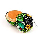 Шар шкатулка Петриківський розпис новорічна на ялинку з дерева 6см ЗЕЛЕНІ КВІТИ Український сувенір, фото 7