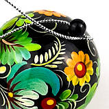 Шар шкатулка Петриківський розпис новорічна на ялинку з дерева 6см ЗЕЛЕНІ КВІТИ Український сувенір, фото 10