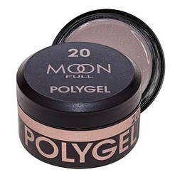 Полігель MOON FULL PolyGel №20, 15 мл, нюд з блискітками