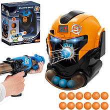 Автомат помповый с мягкими шариками и маской-мишенью СИНЯЯ МАСКА арт. YG 10 P топ