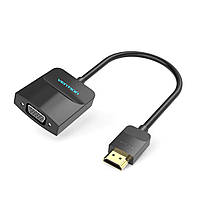 Кабель конвертер переходник HDMI на VGA Vention Adapter (0.15m, Full HD 60Hz). Black