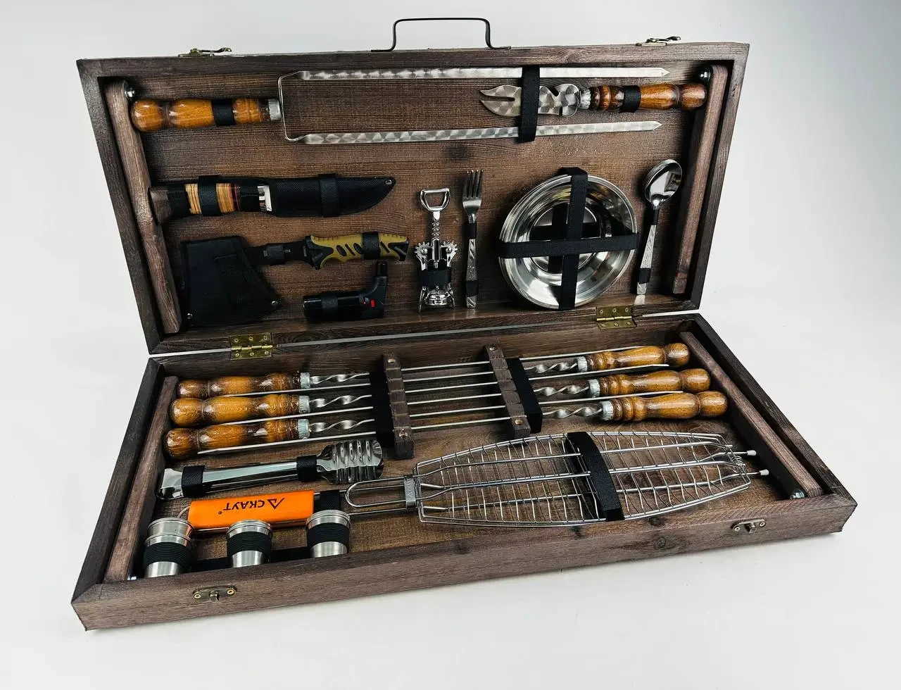 Набори шампурів, Набір шампурів у кейсі "Grill Master Кізляр" Шампури, вертіла, фото 1