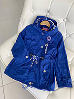 Куртка ветровка плащ на девочку в полоску Синяя 60225 Grace, Синий, Девочка, Весна Осень, 128 см