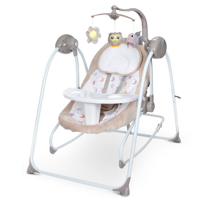 Гойдалка-шезлонг El Camino ME 1076 EMMA, 5 швидкостей, 12 мелодій, пульт ДУ, Бежевий, фото 1