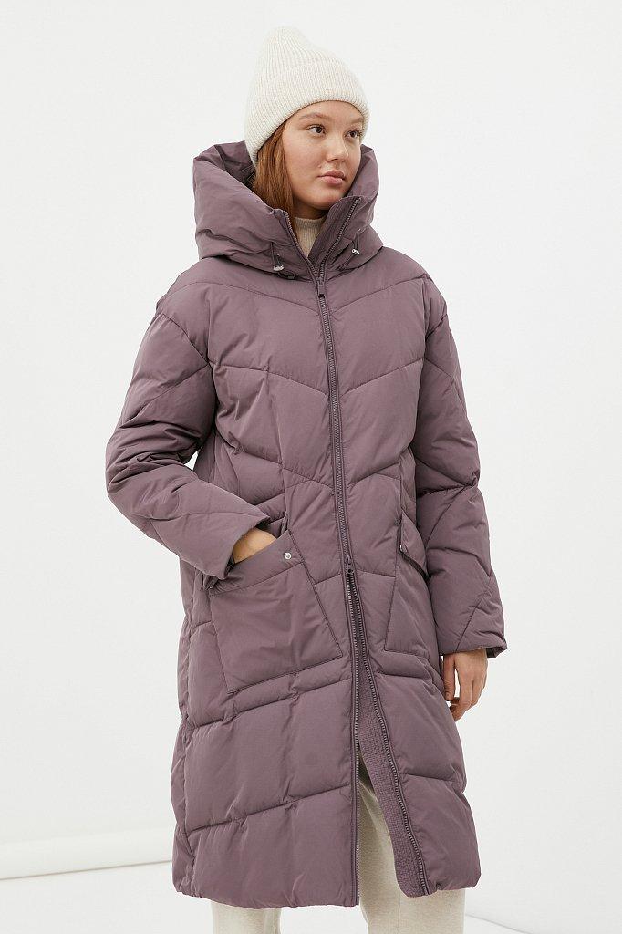 Довга жіноча зимова куртка oversize Finn Flare FWB110138-831 темно-рожевий XL