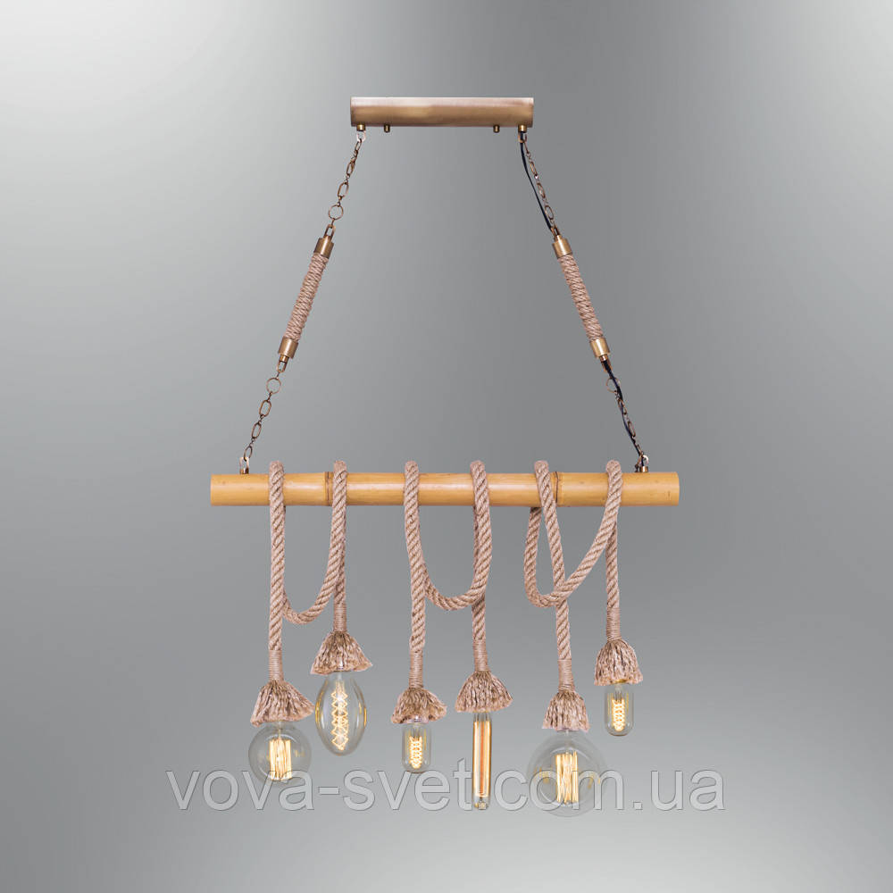 Світильник підвісний Loft [ Pendant Wood Group industrial rope +6 ]