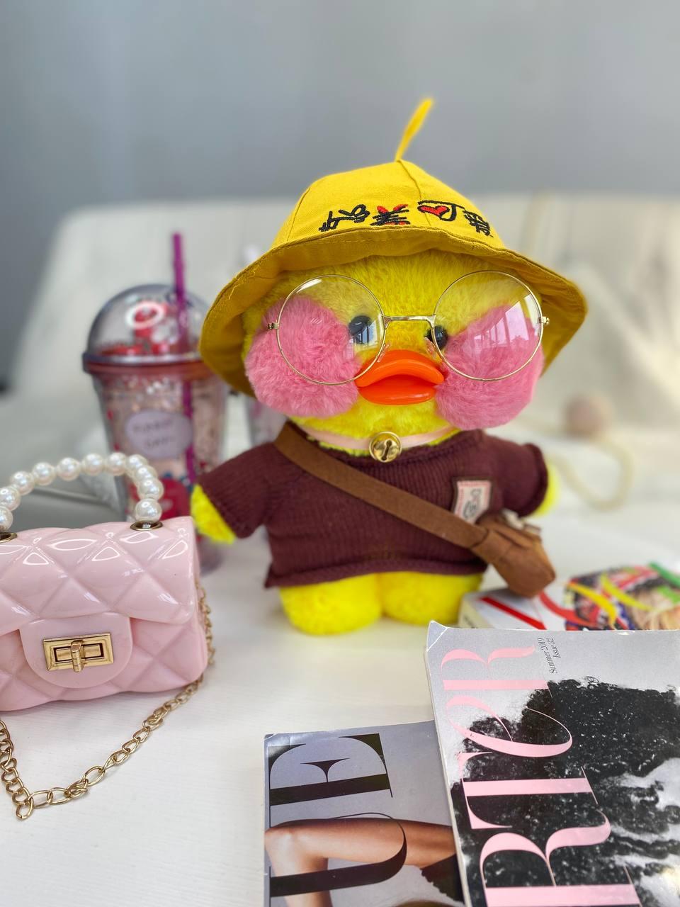 Іграшка "Lalafanfan" з одягом (кофта, панамка, сумка + окуляри) Жовта 9018 217, Bambini, Жовтий, Унісекс