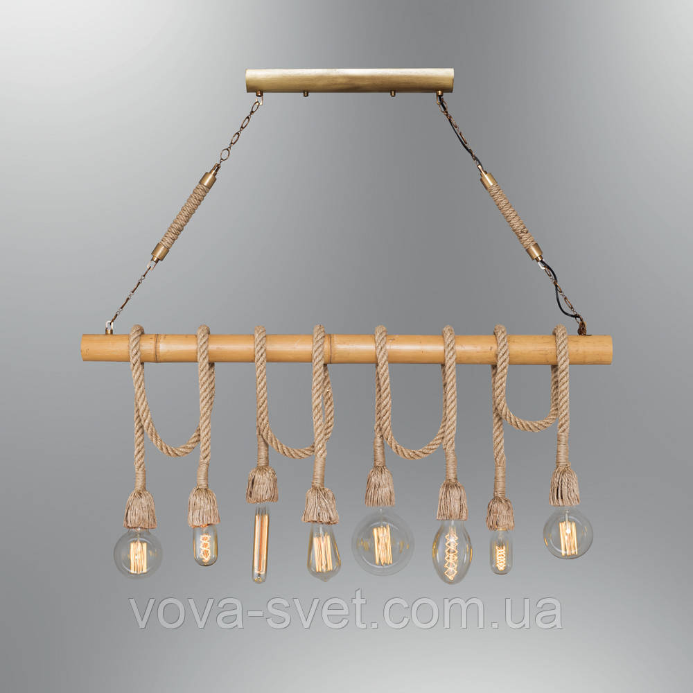 Светильник подвесной Loft [ Pendant Wood Group industrial rope +8 ] - фото 1 - id-p338083509