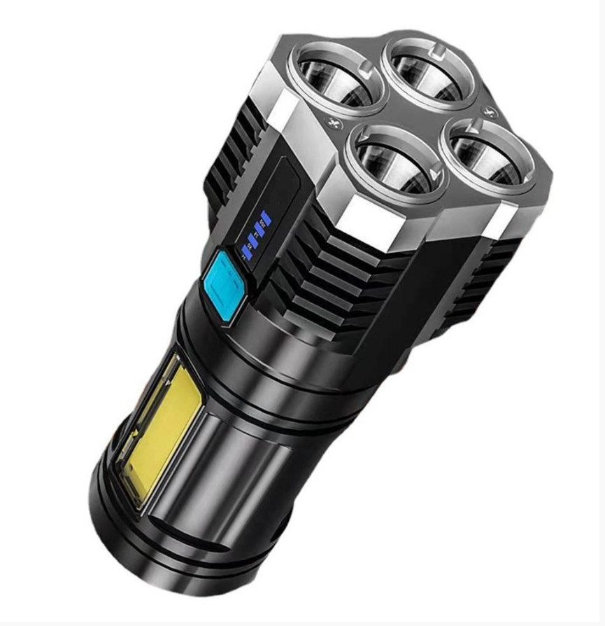 Ліхтар ручний L-S03 прожектор 4 LED із зарядкою від USB + бічним світлом COB