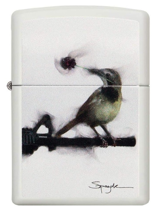 Запальничка Zippo Spazuk White Matte Bird Holding a Rose Pocket Lighter Оригінал