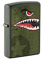 Запальничка Zippo Lighter, Fighter Plane Nose Art, Shark Teeth — Green Matte Оригінал