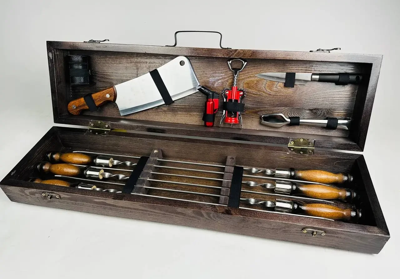 Набори шампурів, Набір шампурів у кейсі "Лайт" Шампури, вертіла, фото 1