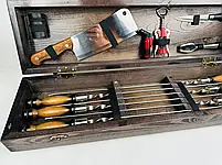 Набори шампурів, Набір шампурів у кейсі "Лайт" Шампури, вертіла, фото 2