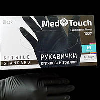 Перчатки нитриловые Медтач: MedTouch Medical nitryl M Black (100 шт), нестерильные неопудренные черные, М