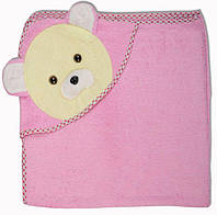 Полотенце Уголок рушник для купания хлопок микрофибра махра, простынь детская для дома, для купания Розовый