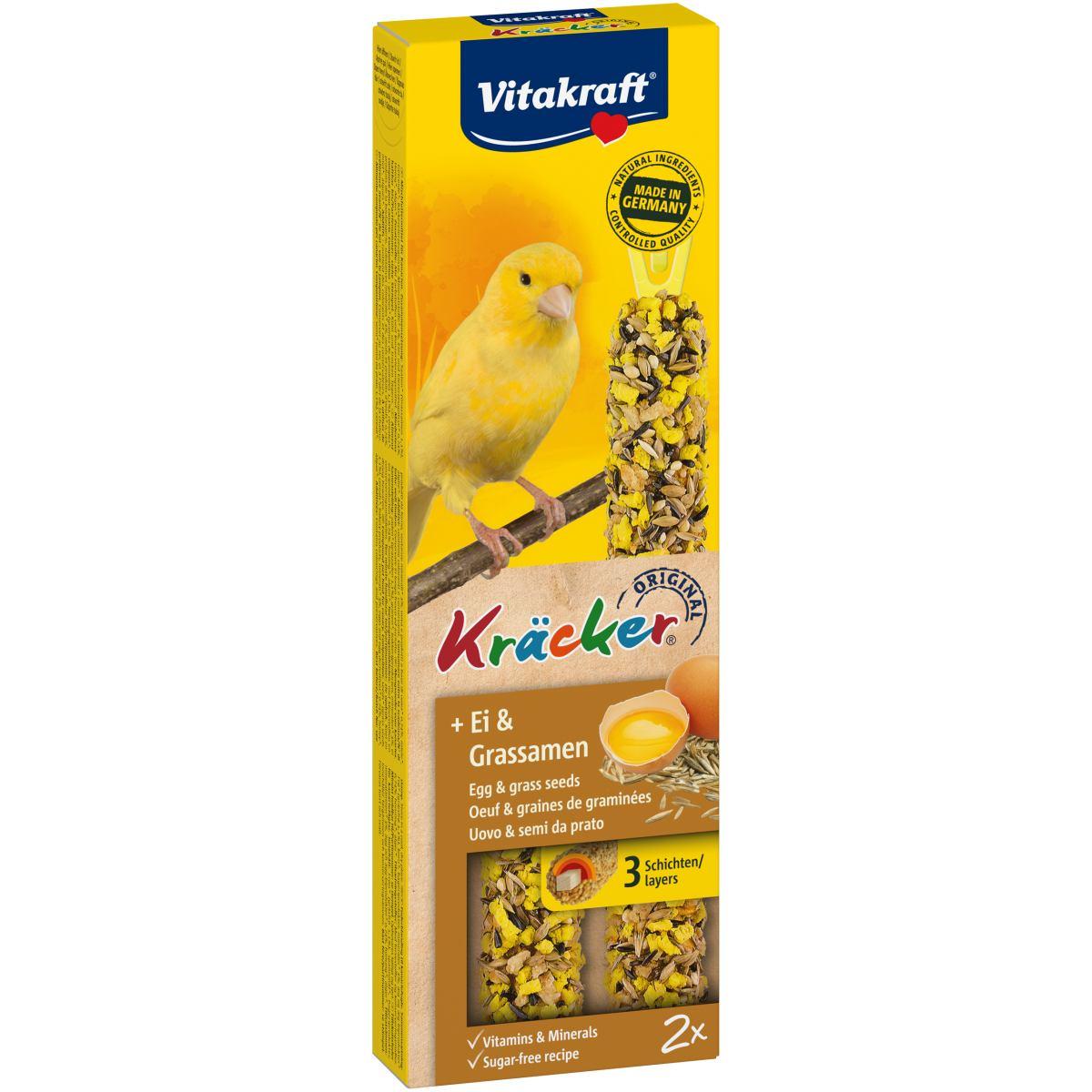 Ласощі для канарок з яйцем та насінням Vitakraft Kracker Original + Egg & Grass Seeds 54 г/2 шт
