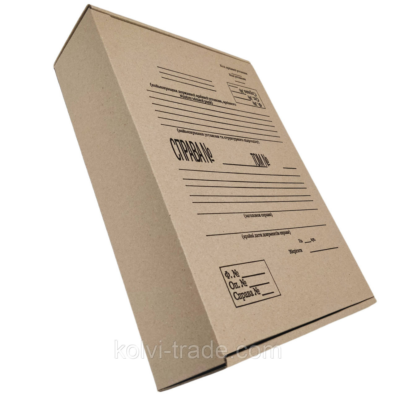 Папка архівна гофрокартон, формату А4 (323*228мм), з титульною сторінкою, висота корінця 80мм (PАGК-А4-Т-80-1) Колві, фото 1