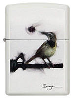 Зажигалка Zippo Spazuk White Matte Bird Holding a Rose Pocket Lighter Оригинал