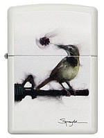 Запальничка Zippo Spazuk White Matte Bird Holding a Rose Pocket Lighter Оригінал