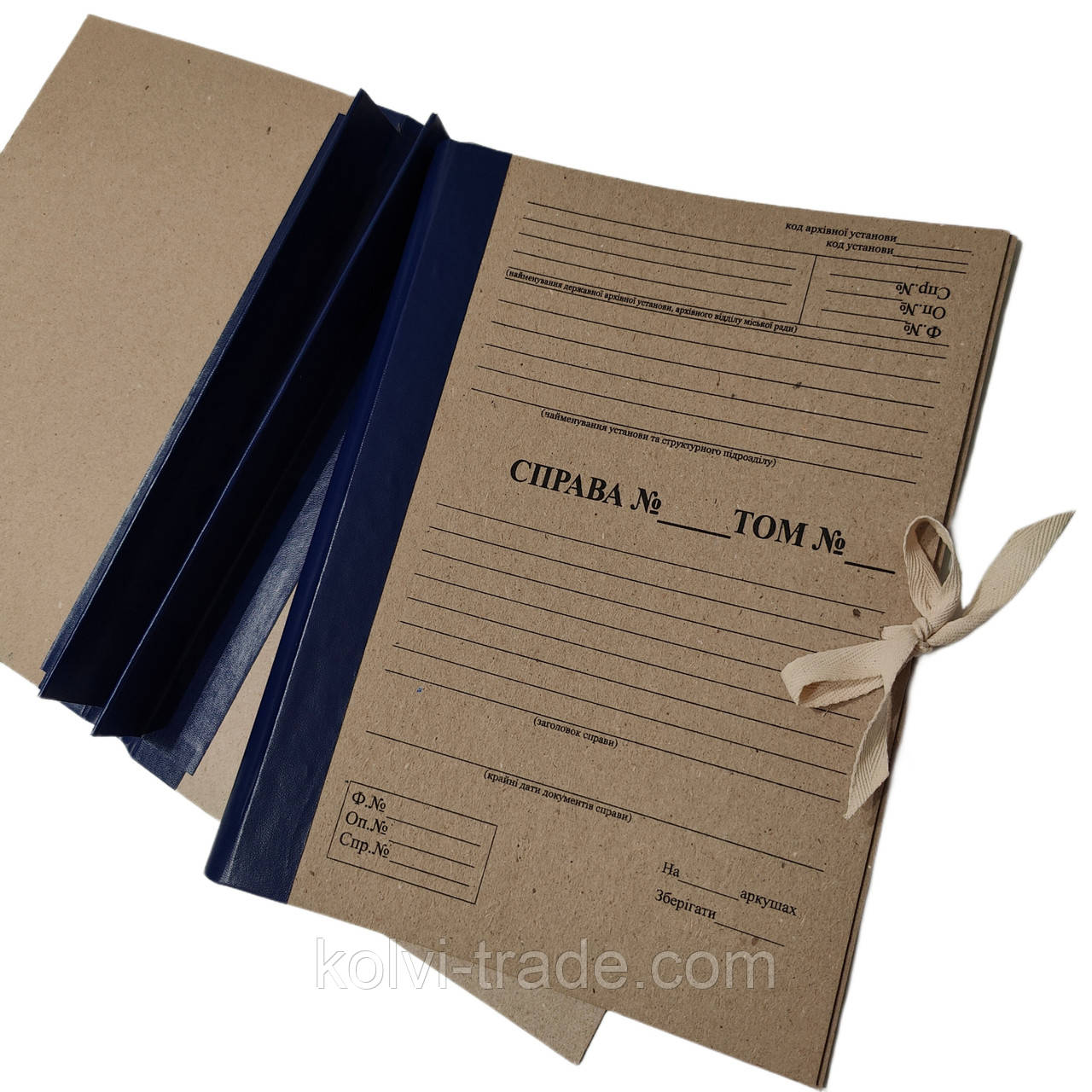 Архівна папка 230*320 мм, з титульною сторінкою на зав'язках, висота корінця 30 мм (бумвініл) (P-А4-Т/S-ВК-30-3) Колві, фото 1