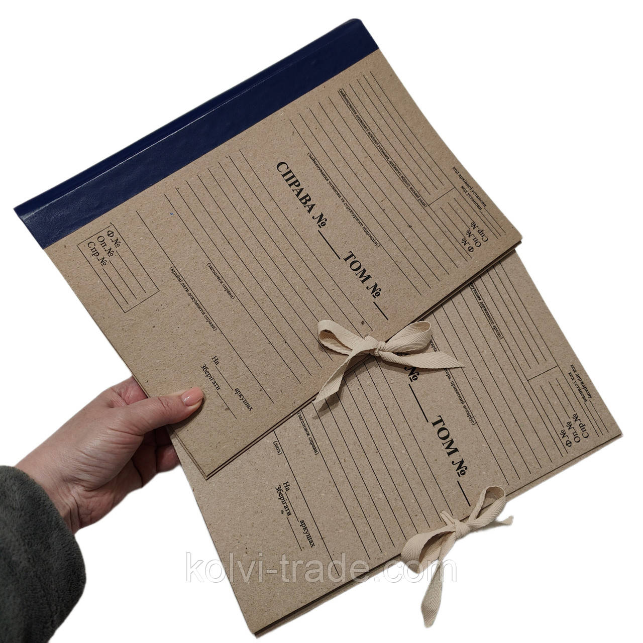 Папка на зав'язках із титульною сторінкою, ф. А4, висота корінця 20 мм, бумвініл (P-А4-Т/S-ВК-20-4) Колві, фото 1