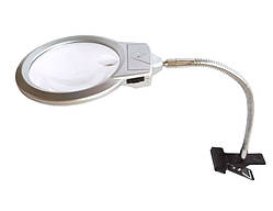 Лупа з підсвіткою настільна з прищіпкою 15122-2B