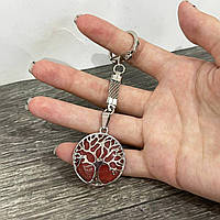 Натуральный камень Розовый кварц кулон в оправе «Древо жизни» на брелке - оригинальный подарок девушке