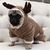 Теплый собачий костюм с подкладкой размер ХXL, Костюм Оленя для собаки, Одежда для собак, Костюм для животных