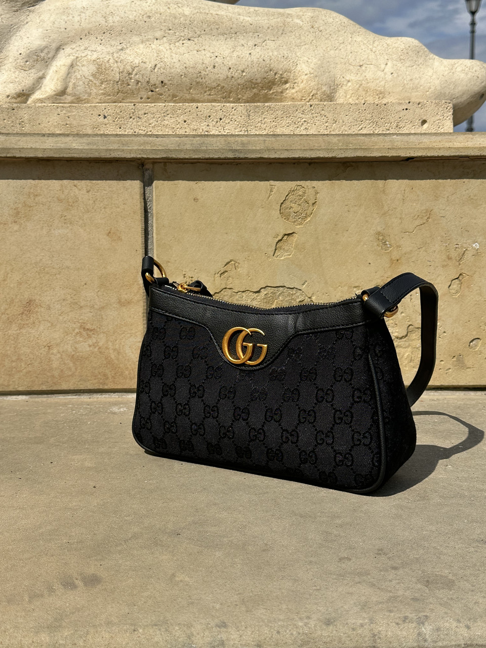 Gucci Aphrodite Shoulder Bag Black Textile 26*16*8