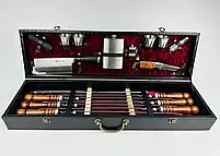 Набори шампурів, Набір шампурів у шкіряному кейсі "VIP 6" Шампури, вертіла, фото 4