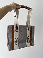 Chloe woody tote grey/brown