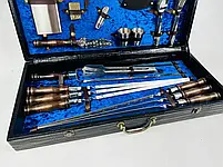 Набори шампурів, Набір шампурів у шкіряному кейсі VIP 8 Шампури, вертіла, фото 2