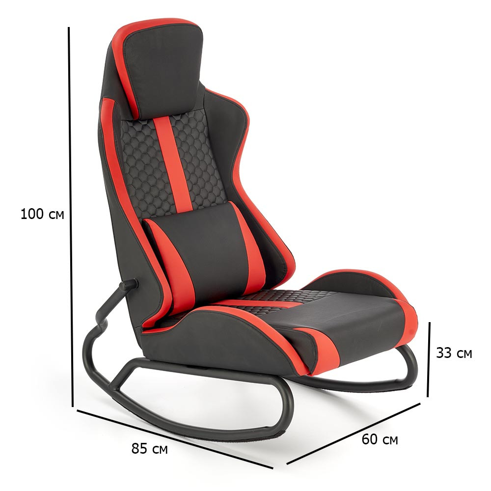 Крісло гойдалка для відеоігор Gamer чорно-червоне на металевих полозах