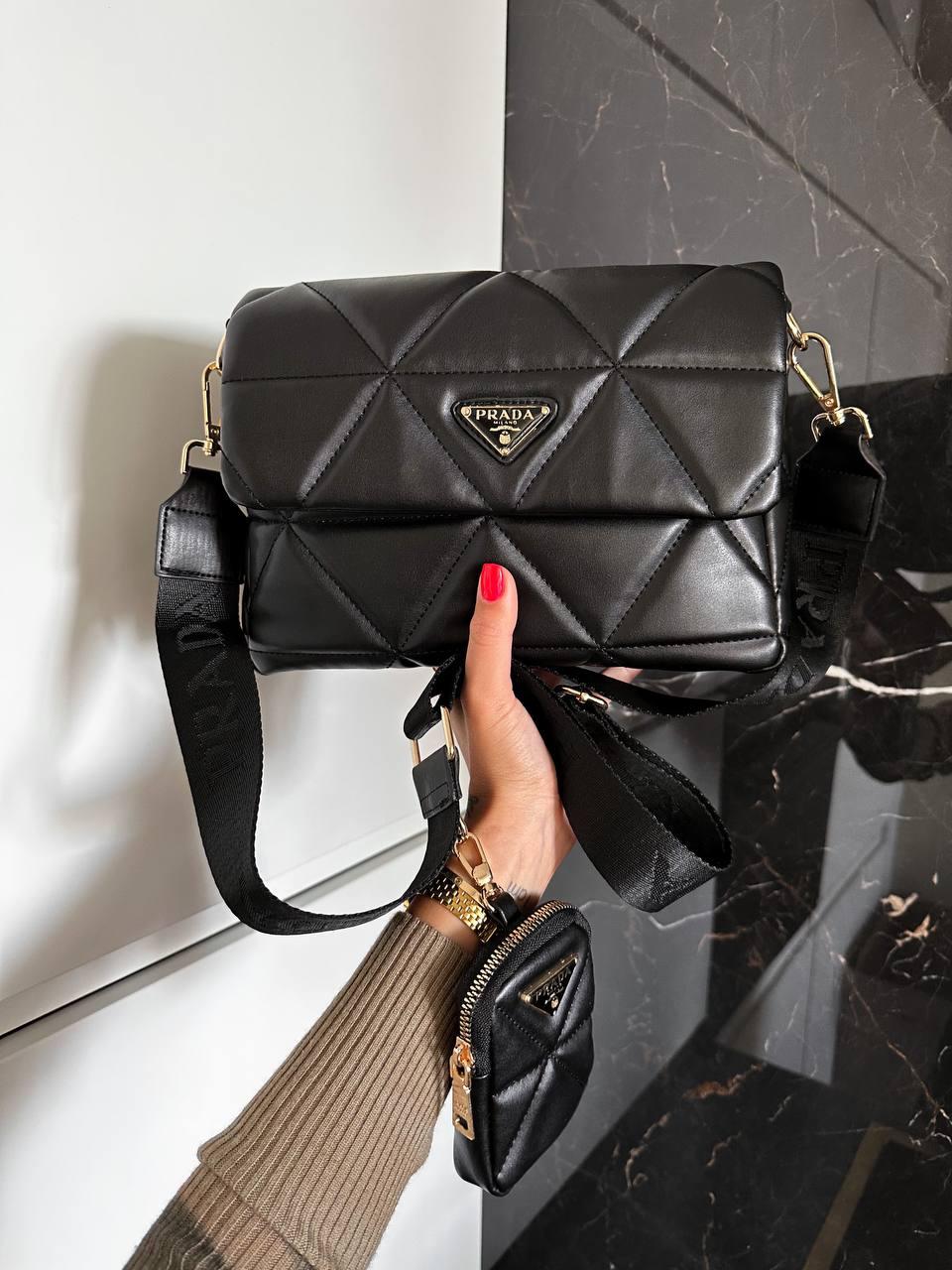 Жіноча сумка Прада чорна Prada Black Nappa