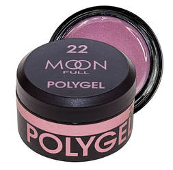 Полігель MOON FULL PolyGel №22, 15 мл, пильна троянда з блискітками