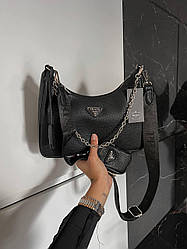 Жіноча сумка Прада чорна Prada Black Re-Edition