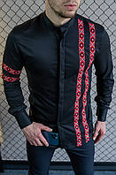 Мужская рубашка черная с украинским орнаментом