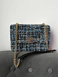 Жіноча сумка Шанель синя Chanel Blue Tweed