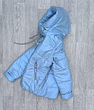 Демісезонна куртка -жилетка на дівчинку, для дітей і підлітків, модна дитяча курточка для дівчат 8-14 років на осінь - блакитний, фото 5