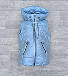 Демісезонна куртка -жилетка на дівчинку, для дітей і підлітків, модна дитяча курточка для дівчат 8-14 років на осінь - блакитний, фото 3