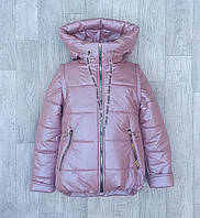 Демісезонна куртка-жилетка 2в1 для дівчинки підлітка, весняна модна підліткова демі курточка весна осінь - пудра