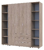 Комплект гардеробных шкафов Гелар с 2 Этажерками Дуб сонома 3 двери 192,6х49,5х203,4h (42005049)
