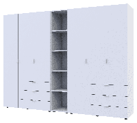 Комплект гардеробных шкафов Гелар с Этажеркой Белый 3+3 двери 270,6х49,5х203,4h (42005036)